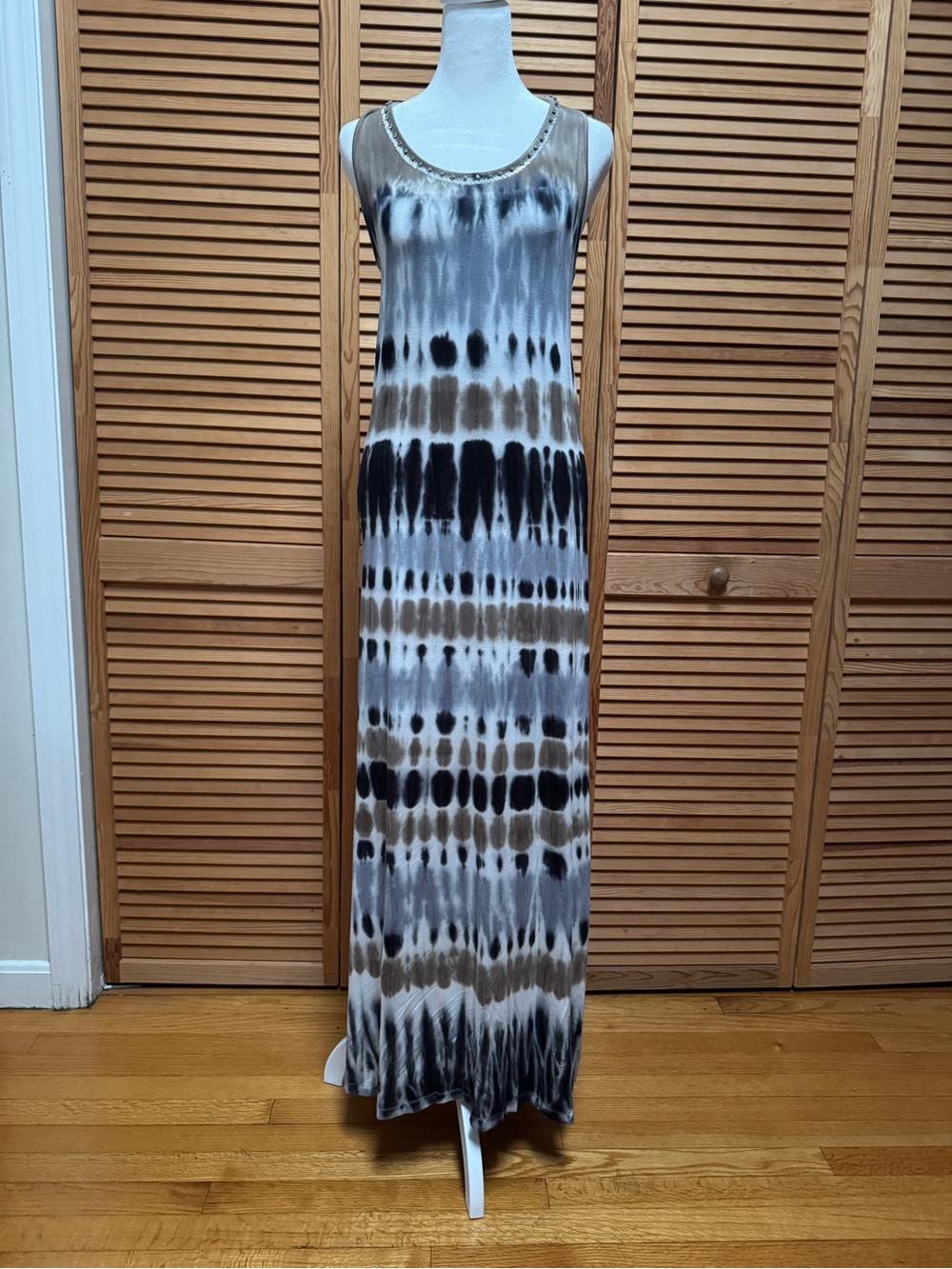 VENUS Beaded Neckline Tie-Dye Tank Maxi Dress Size Medium CasualGlam BohoChic